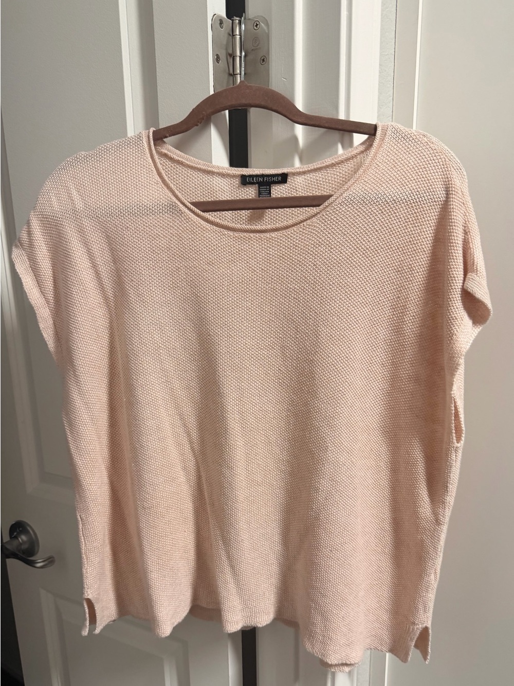Eileen Fisher Women's light pink Short-Sleeve light knit sweater